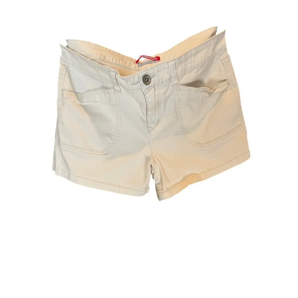 UNIONBAY Off-White Denim Shorts Womens Cuffed Hem Cotton Casual Summer Size 15